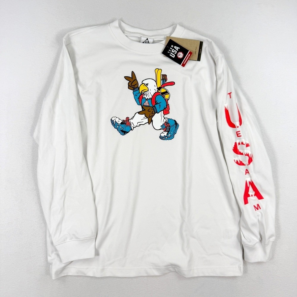 Nike ACG X Team Usa Dri-Fit Long Sleeve Ski Tee Size M Womens White IQ4090, NEW
